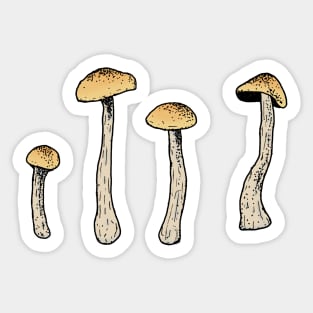 Simple Mushroom Sketch Pen And Ink Artwork Minimal Psychedelic Nature Sticker